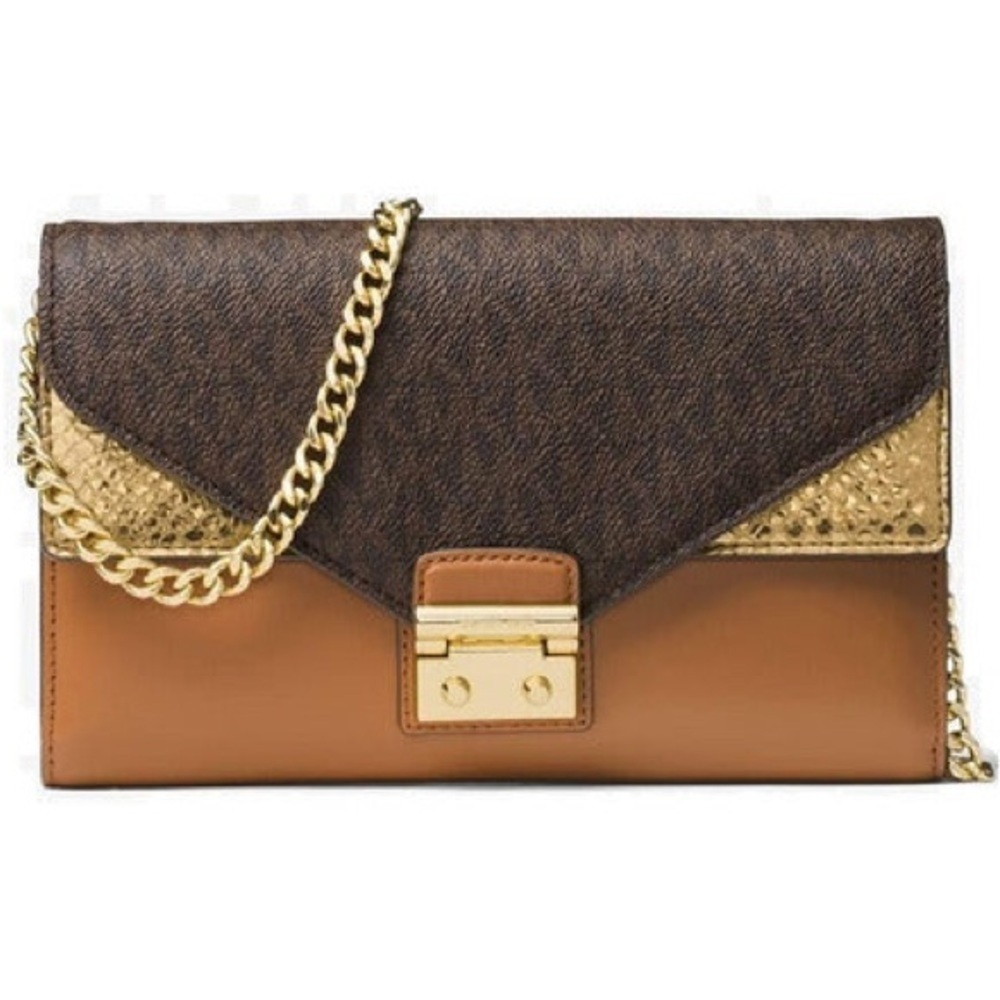 Michael Kors Sloan Medium Crossbody Bag Leather Chain Strap Wallet New